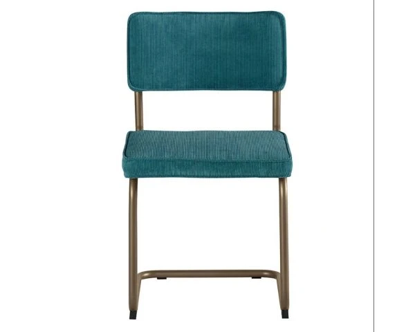 Lot De 4 Chaises Bleues En Tissu Et Métal Cuivré Esprit Pop "Caractère" – Image 2