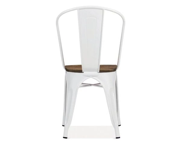 Chaise Bistrot Vintage Métal Blanc Et Bois Massif 'Industry' – Image 2