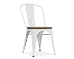 Chaise Bistrot Vintage Métal Blanc Et Bois Massif 'Industry'