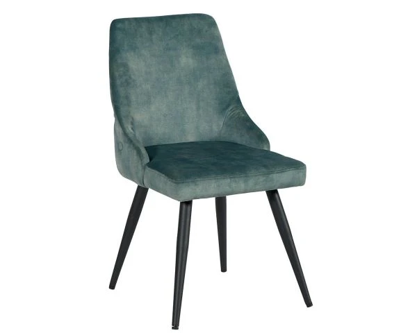 Lot De 2 Chaises Style Vintage Métal Noir Tissu Bleu Pétrole "Casta" – Image 2