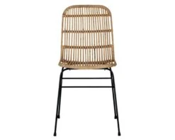 Chaise Design En Rotin Tressé Main Et Métal Noir "Chaise Casita"