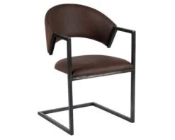 Chaise Capitonnée Design Rétro Tissu Brun Métal Noir "Chaise Casita"