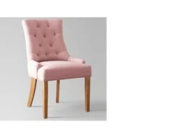 Chaise Rose Capitonnée En Tissu Et Bois "Charme"