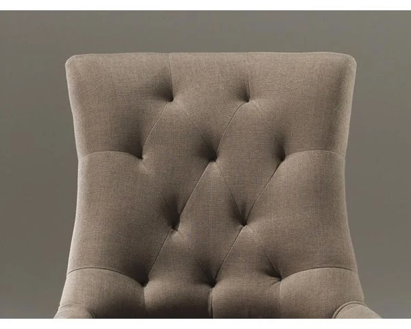 Chaise Capitonnée élégante Coloris Taupe Tissu Et Bois "Charme" – Image 2