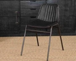 Chaise Cuir Noir Antique Style Industriel "Rétro"