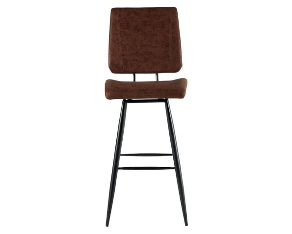 Lot De 2 Chaises Hautes Tissu Microfibre Brun Pieds Métal Noir Casita – Image 2