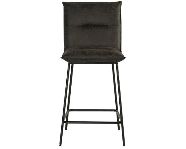 Lot De 2 Chaises Hautes Vintages En Tissu Gris Et Métal Noir Casita – Image 3