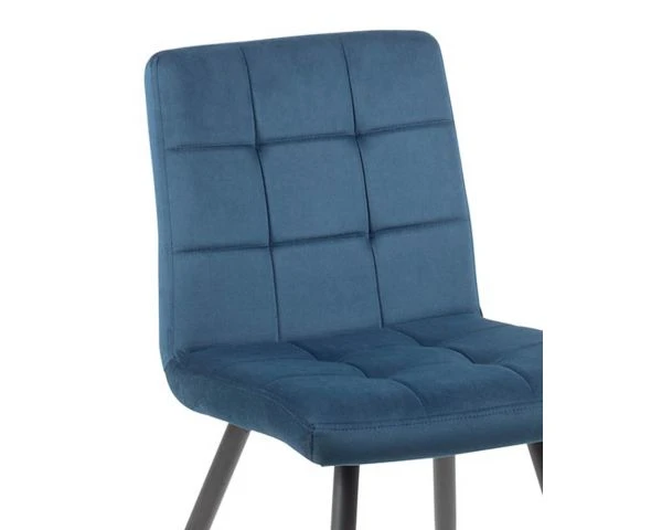 Lot De 4 Chaises Scandinaves Tissu Bleu Métal Noir "Sando" Casita – Image 5