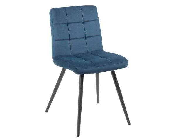 Lot De 4 Chaises Scandinaves Tissu Bleu Métal Noir "Sando" Casita – Image 3