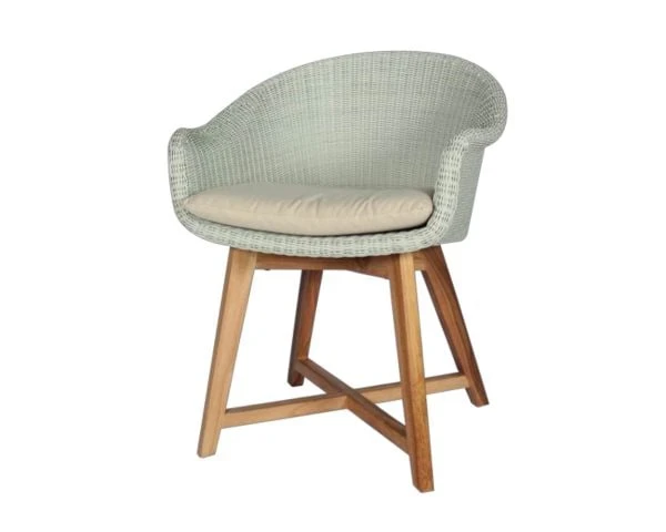 Chaise De Jardin En Teck Et Résine Imitation Rotin Blanc "Biarritz" – Image 2