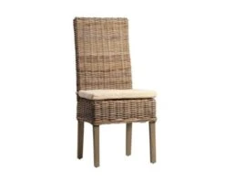 Chaise En Kubu Tressé Et Bois Avec Galette En Tissu "Kansas"