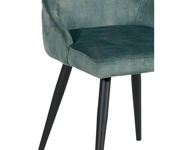 Lot De 2 Chaises Style Vintage Métal Noir Tissu Bleu Pétrole "Casta" – Image 3