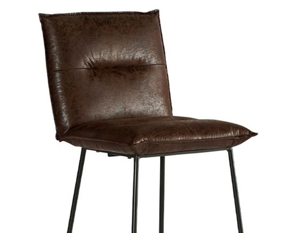 Lot De 2 Chaises Hautes Industrielles Métal Noir Tissu Brun Casita – Image 4