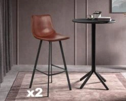 Lot De 2 Chaises De Bar Esprit Factory Tissu Marron Métal Noir "For"