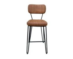 Chaise De Bar En Cuir Marron Antique "Rétro"