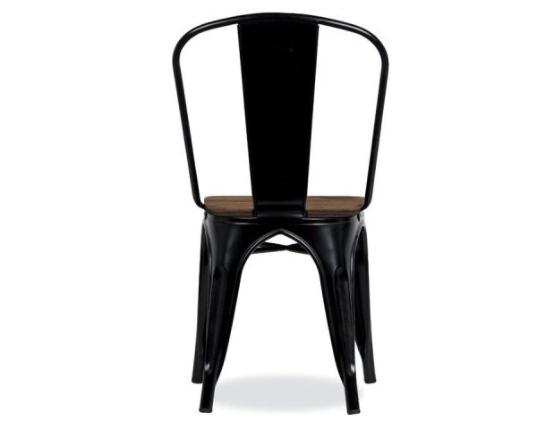 Lot De 4 Chaises Industrielles Métal Noir Et Bois "Industry" – Image 3