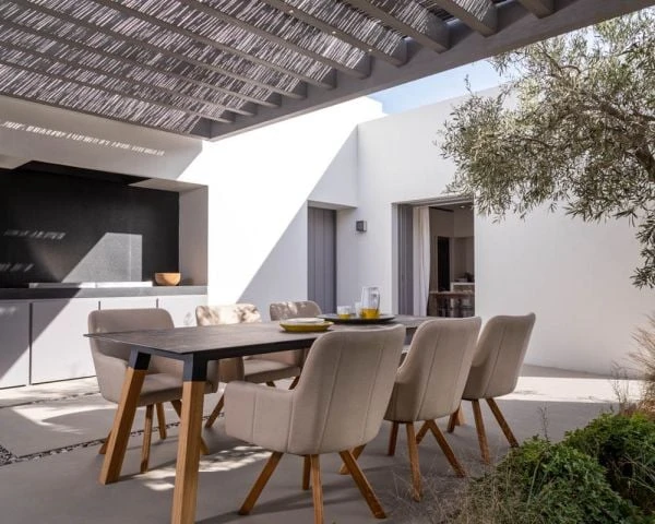 Chaise De Jardin Tissu Sunbrella Blanc Cassé Pieds Teck "Lombok" – Image 3