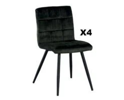 Lot De 4 Chaises Rétro Kaki Et Noir En Tissu "Sando" Casita