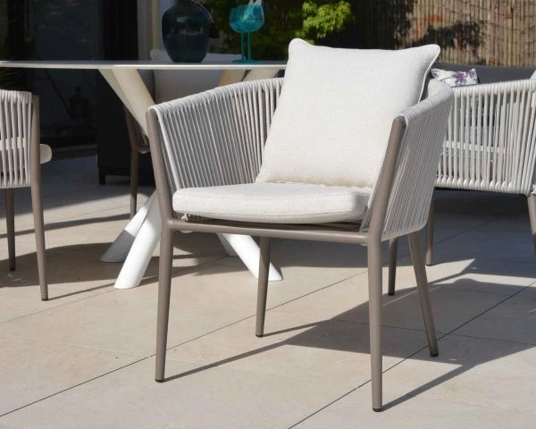 Lot De 2 Chaises De Jardin Design Tissu Et Alu Champagne "Cheverny" – Image 10
