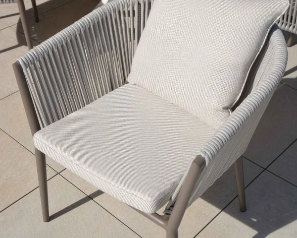 Lot De 2 Chaises De Jardin Design Tissu Et Alu Champagne "Cheverny" – Image 9