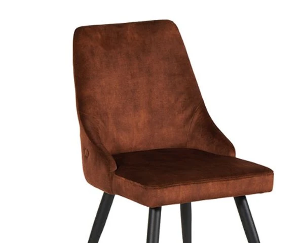 Lot De 2 Chaises Style Scandinave Tissu Havane Dos Capitonnés "Casta" – Image 3