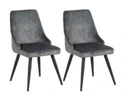 Lot De 2 Chaises Grises Esprit Scandinave Avec Dos Capitonnés "Casta"