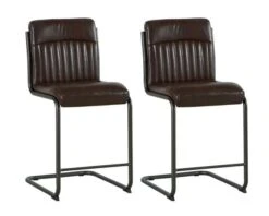 Lot De 2 Chaises Hautes Industrielles Marron Noir Casita Pour îlots