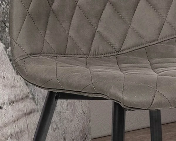 Lot De 2 Chaises Matelassées Microfibre Grise, Pieds Métal Noir "Miro" – Image 7