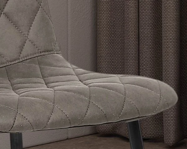 Lot De 2 Chaises Matelassées Microfibre Grise, Pieds Métal Noir "Miro" – Image 4