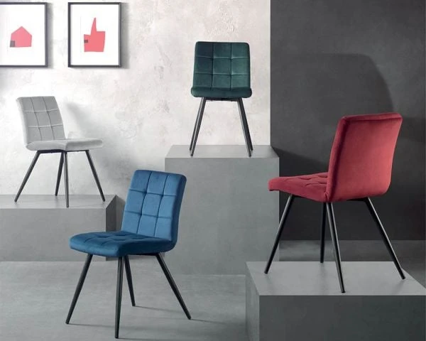 Lot De 4 Chaises Scandinaves Tissu Vert Métal Noir "Sando" Casita – Image 3