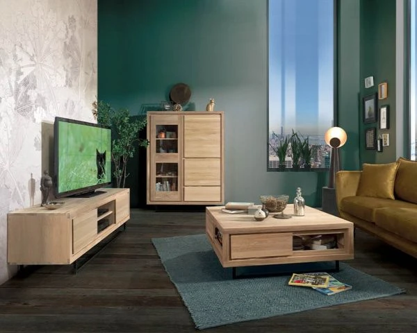 Table Basse Bois Et Métal Style Moderne 1 Tiroir 1 Niche « Ripley » – Image 2