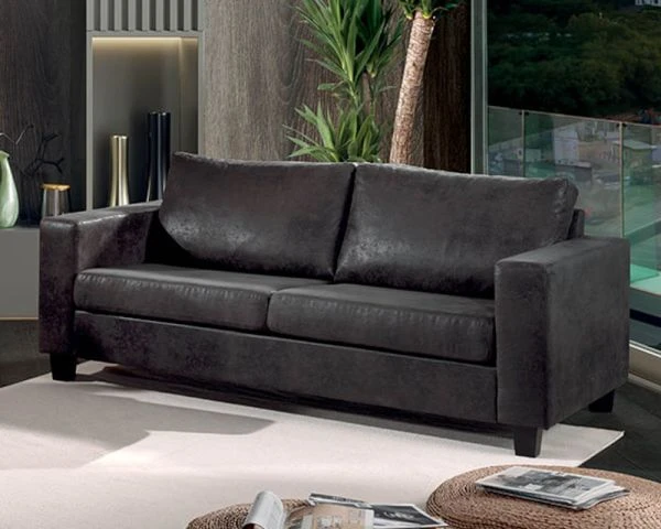 Canapé Droit 3 Places "Thomson" Tissu Microfibre Gris Foncé – Image 2