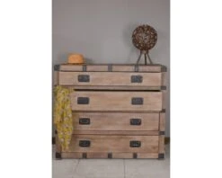 Commode Malle Style Voyage 4 Tiroirs En Manguier Et Métal "Voyage"