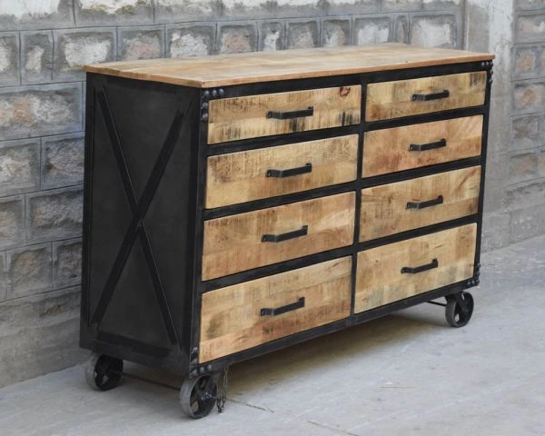 Commode Sur Roulettes En Bois Exotique "Montana" – Image 5