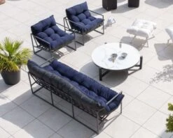 Canapé Relax 3 Places Pour Terrasse Et Jardin Bleu Et Aluminium Gris "Maluku Island"