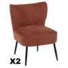 Lot De 2 Fauteuils Scandinaves Pieds Noirs Tissu Rouille "Deka" Casita