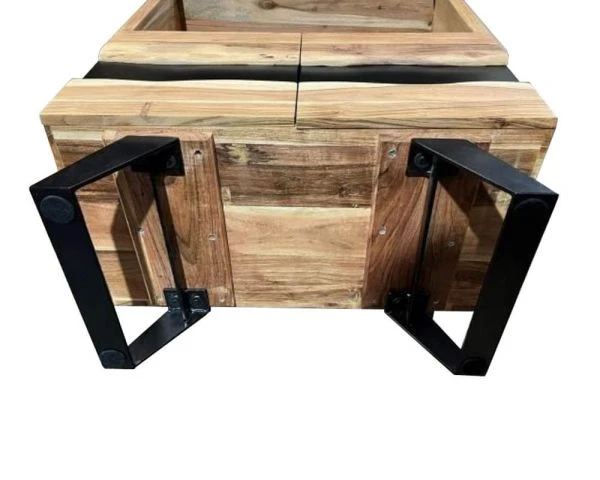 Bibliothèque Contemporaine En Métal Noir Et Acacia "Zen Black" – Image 4