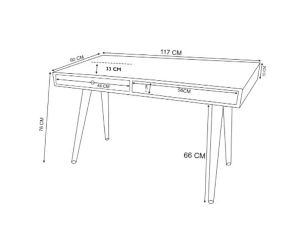 Bureau Scandinave Avec Pieds Compas Bois Et Pierre "Vintage Grey" – Image 8