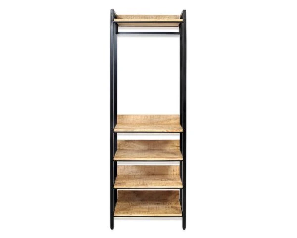 Dressing Industriel Ouvert Bois Massif Et Métal Noir "Atelier" – Image 4