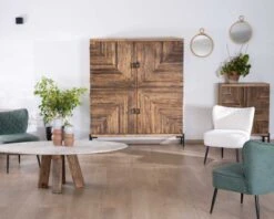 Buffet Ethnique Acacia 4 Portes Pieds Métal "Géonidum"