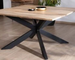 Table De Repas Carrée Extensible Style Industriel Manguier Et Métal "Haden" 140x140-220cm
