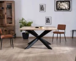 Table De Repas Carrée 120x120cm Style Industriel Manguier Et Métal "Haden" Avec Extensions