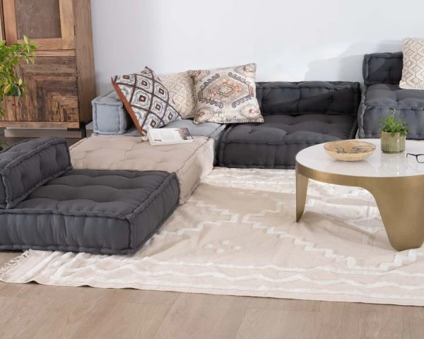 Coussin Rembourré Carré Pour Canapé De Sol Modulaire "Cosy" Coton écru Et Fibres Recyclées – Image 6