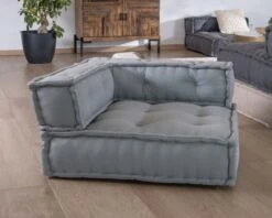 Coussin De Sol En Coton Vert De Gris "Cosy" Pour Angle Spécial Canapé Modulaire