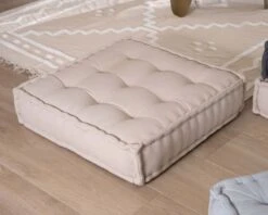 Coussin Rembourré Carré Pour Canapé De Sol Modulaire "Cosy" Coton écru Et Fibres Recyclées