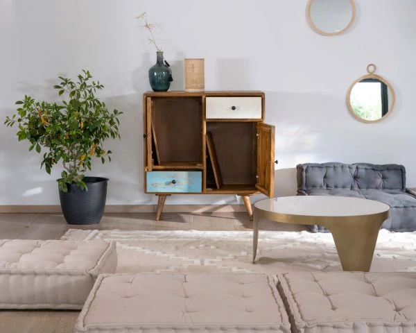 Coussin Rembourré Carré Pour Canapé De Sol Modulaire "Cosy" Coton écru Et Fibres Recyclées – Image 4