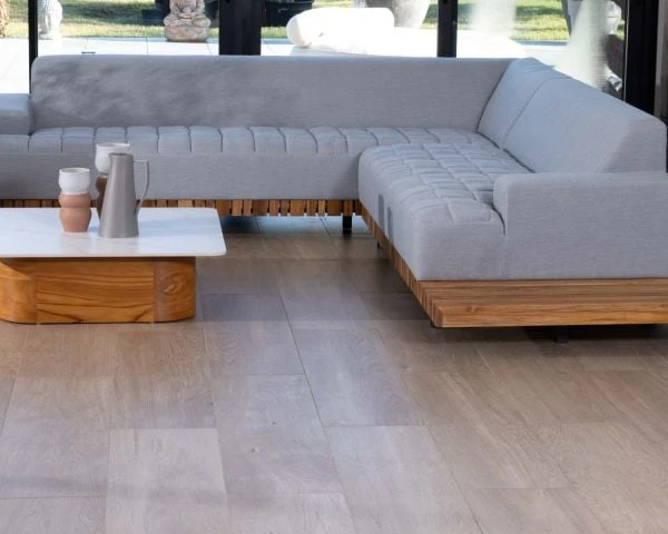 Canapé Haut De Gamme Avec Retour Droit Tissu Sunbrella Gris Clair "Lombok" – Image 9