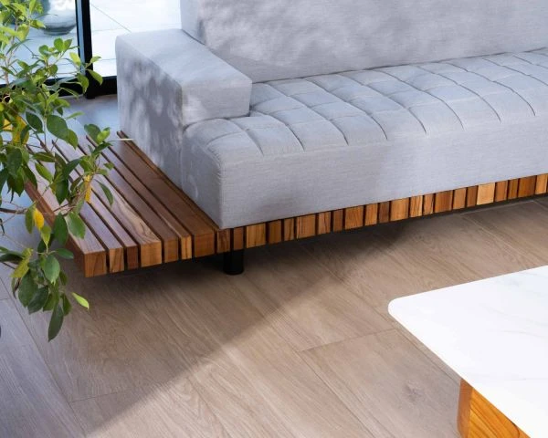 Canapé Haut De Gamme Avec Retour Droit Tissu Sunbrella Gris Clair "Lombok" – Image 8