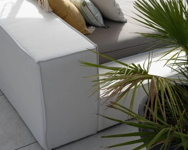 Lit De Jardin Double Tissu Sunbrella Taupe Et Blanc Avec Parasol "Saint Tropez" – Image 5