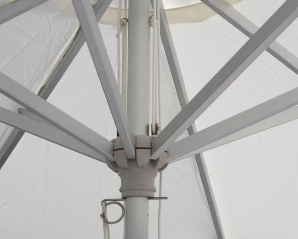 Lit De Jardin Double Tissu Sunbrella Taupe Et Blanc Avec Parasol "Saint Tropez" – Image 9